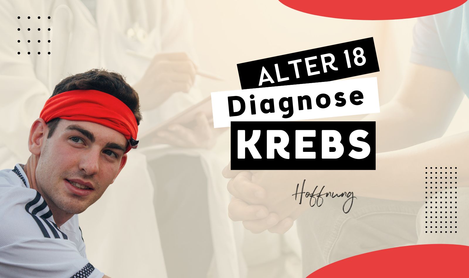 Junger Mensch mit Krebsdiagnose.