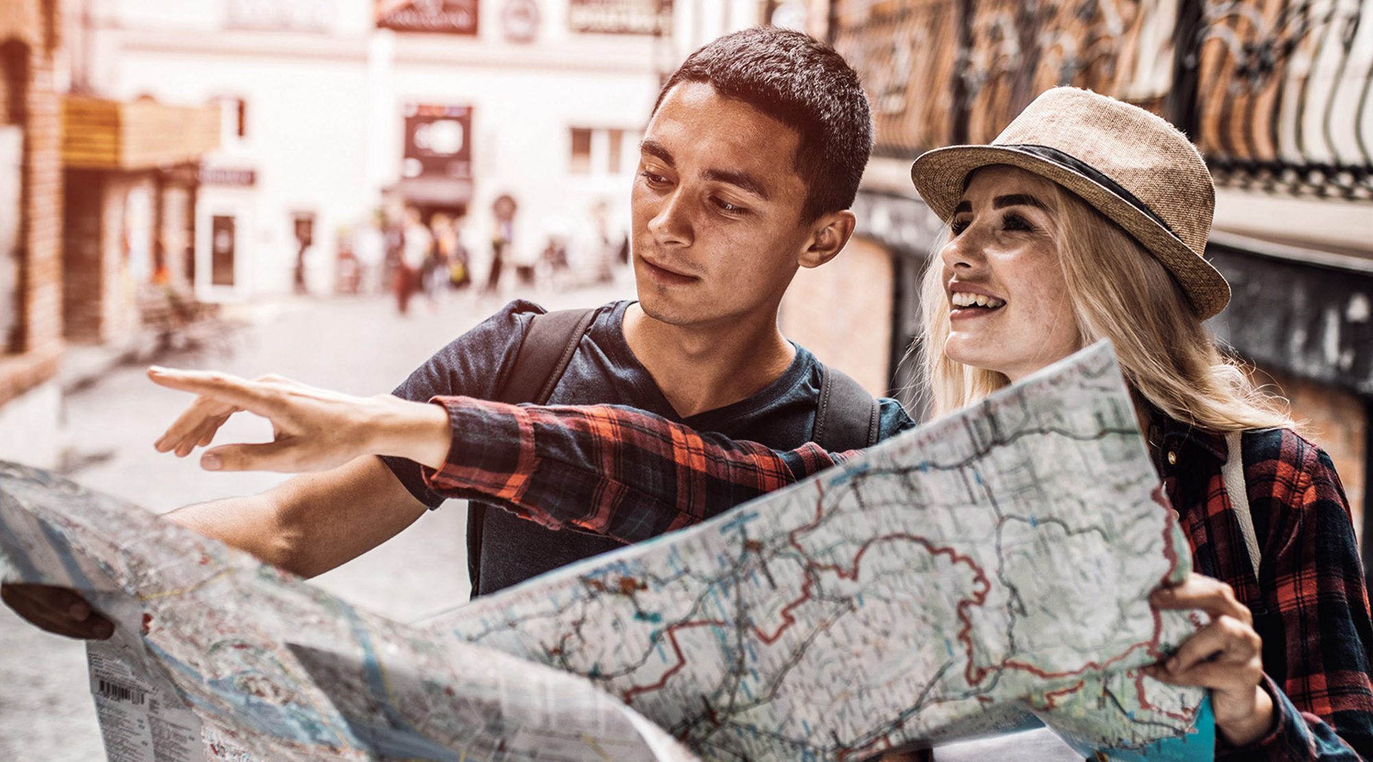 Stylish couple in search of direction