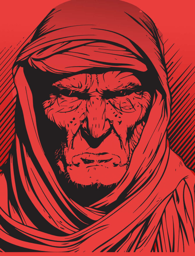 Illustration einer verbitterten Person mit finsterem Blick