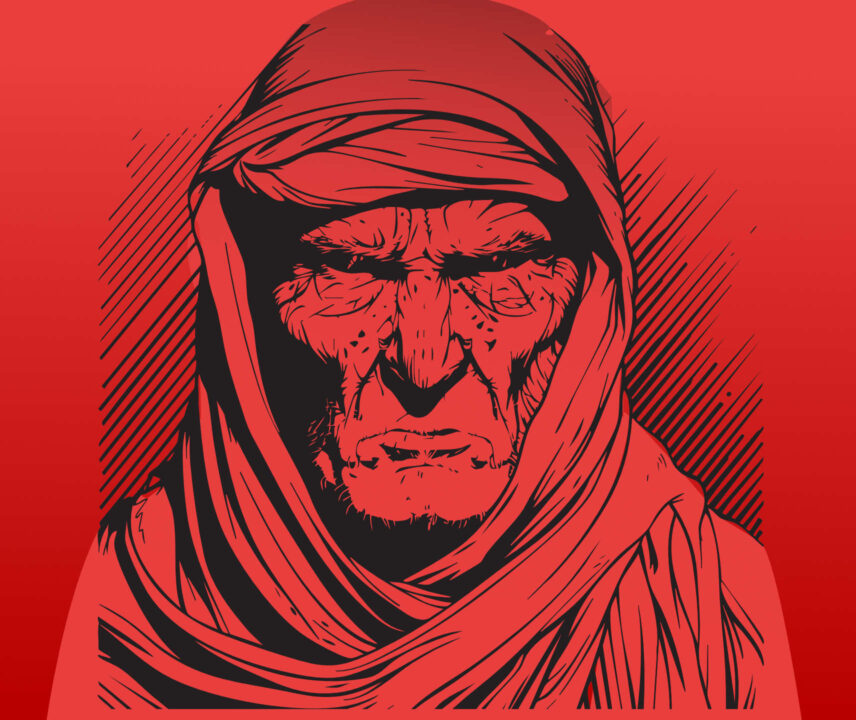 Illustration einer verbitterten Person mit finsterem Blick