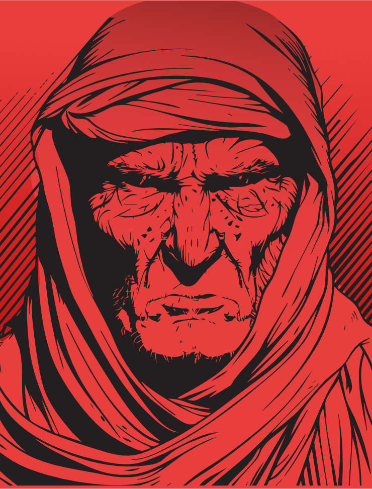 Illustration einer verbitterten Person mit finsterem Blick